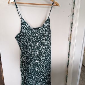 Forest green floral spaghetti strap dress